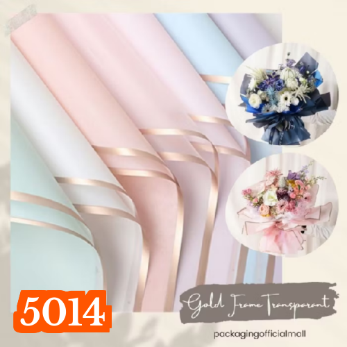 GOLD FRAME TRANSPARANT CELLOPHANE / FLORIST PAPER / KERTAS BUKET BUNGA / WRAPPING WRAPPER