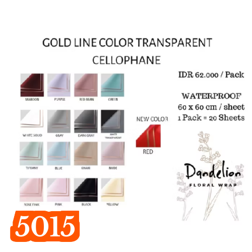 FLOWER WRAPPING GOLD LINE COLOR (ECER) TRANSPARENT CELLOPHANE KERTAS BUKET BUNGA HAND BOUQUET